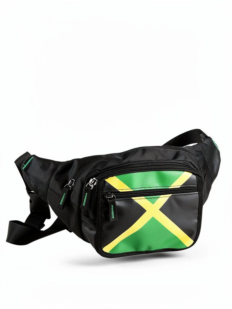 Black Fanny Pack with Jamaican Flag Design - photo 2