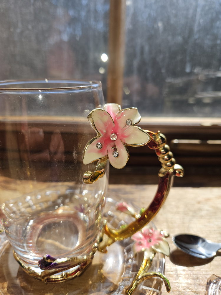 Decorative Glass Tea Cup Set with Spoon - photo 3