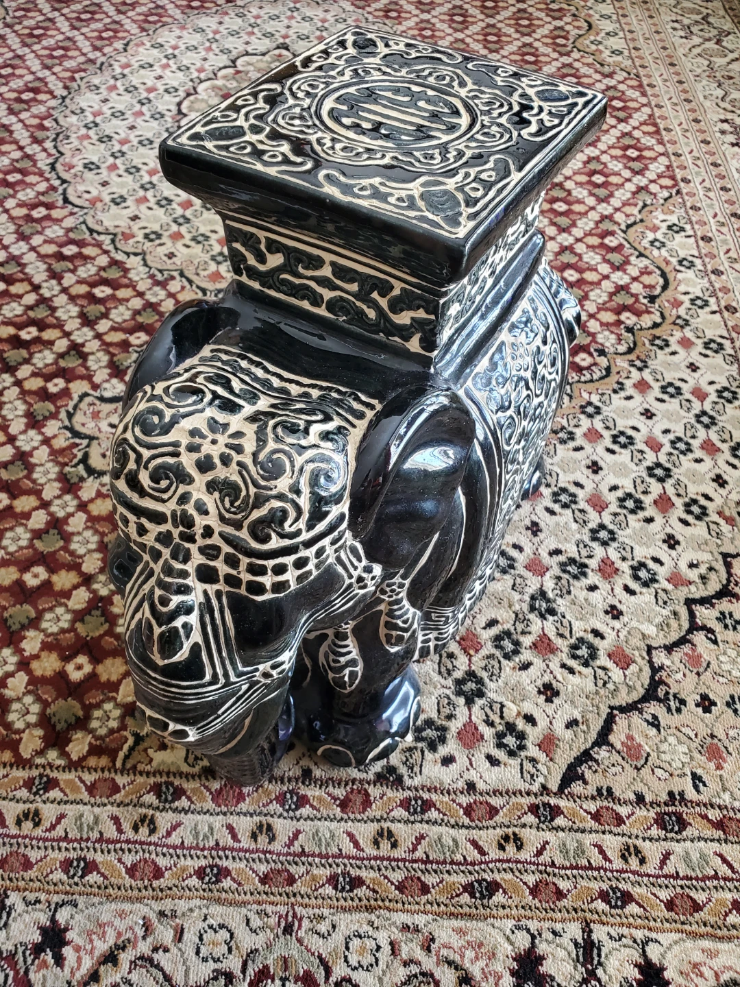 Black Elephant Garden Stool