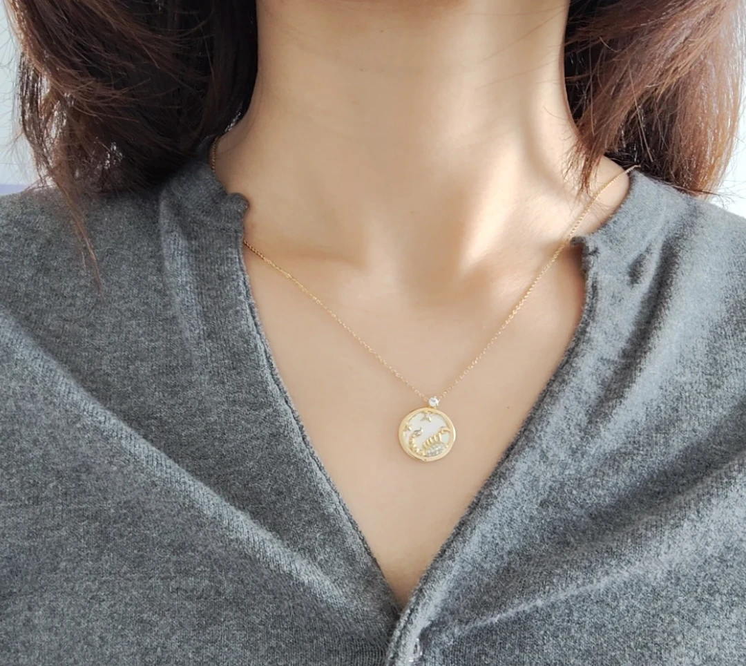 Scorpio Zodiac Necklace - Gold Tone with Crystals - photo 3
