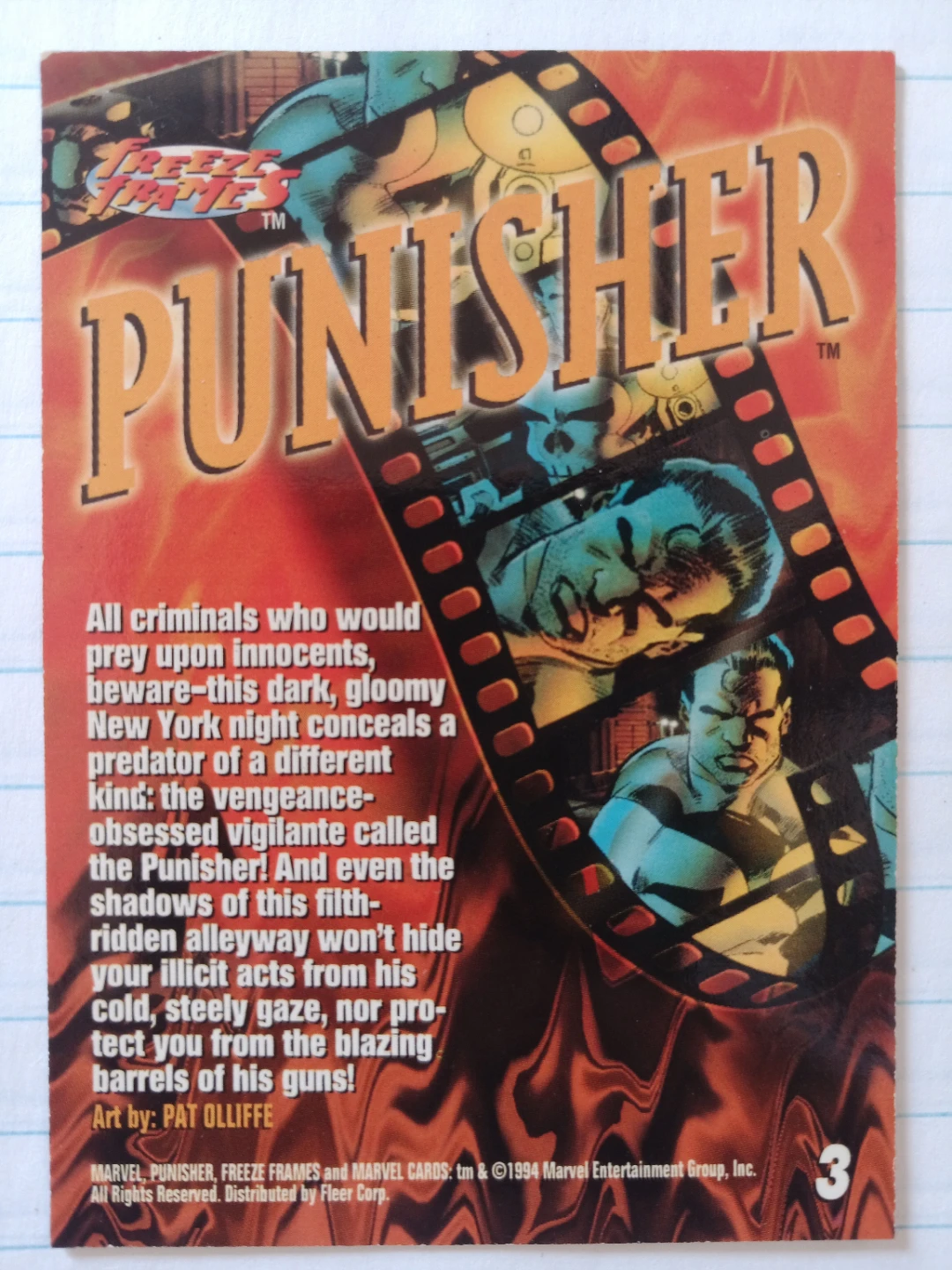 Marvel Punisher Freeze Frames Trading Card - photo 2