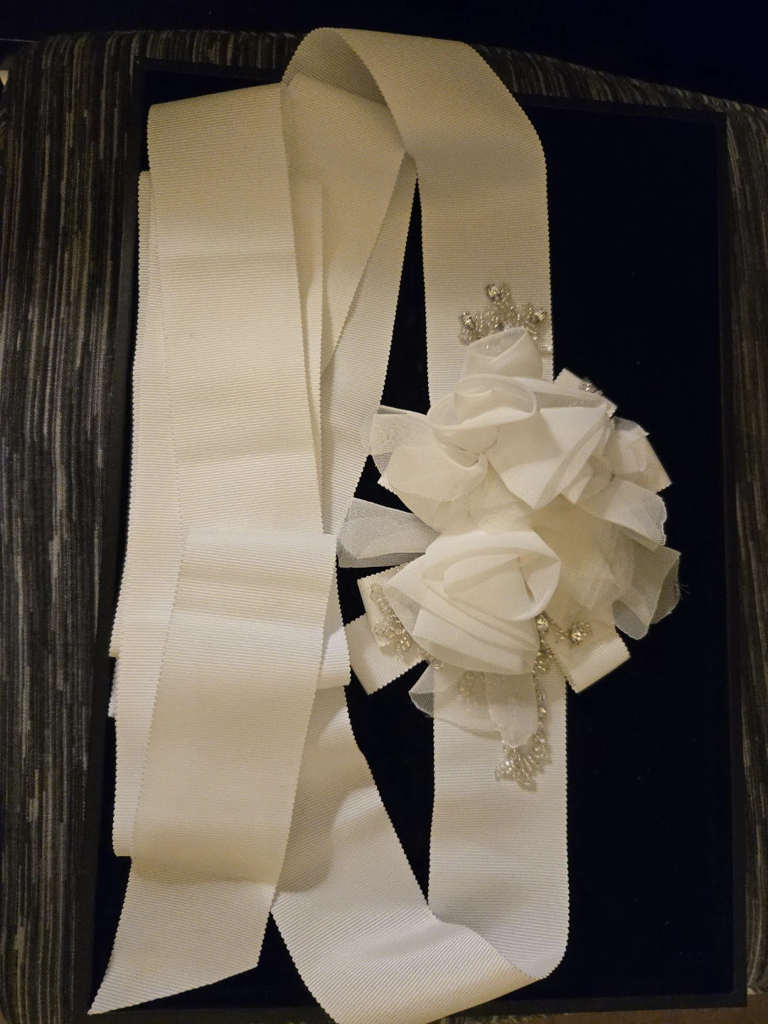 White Decorative Belt with Rhinestones