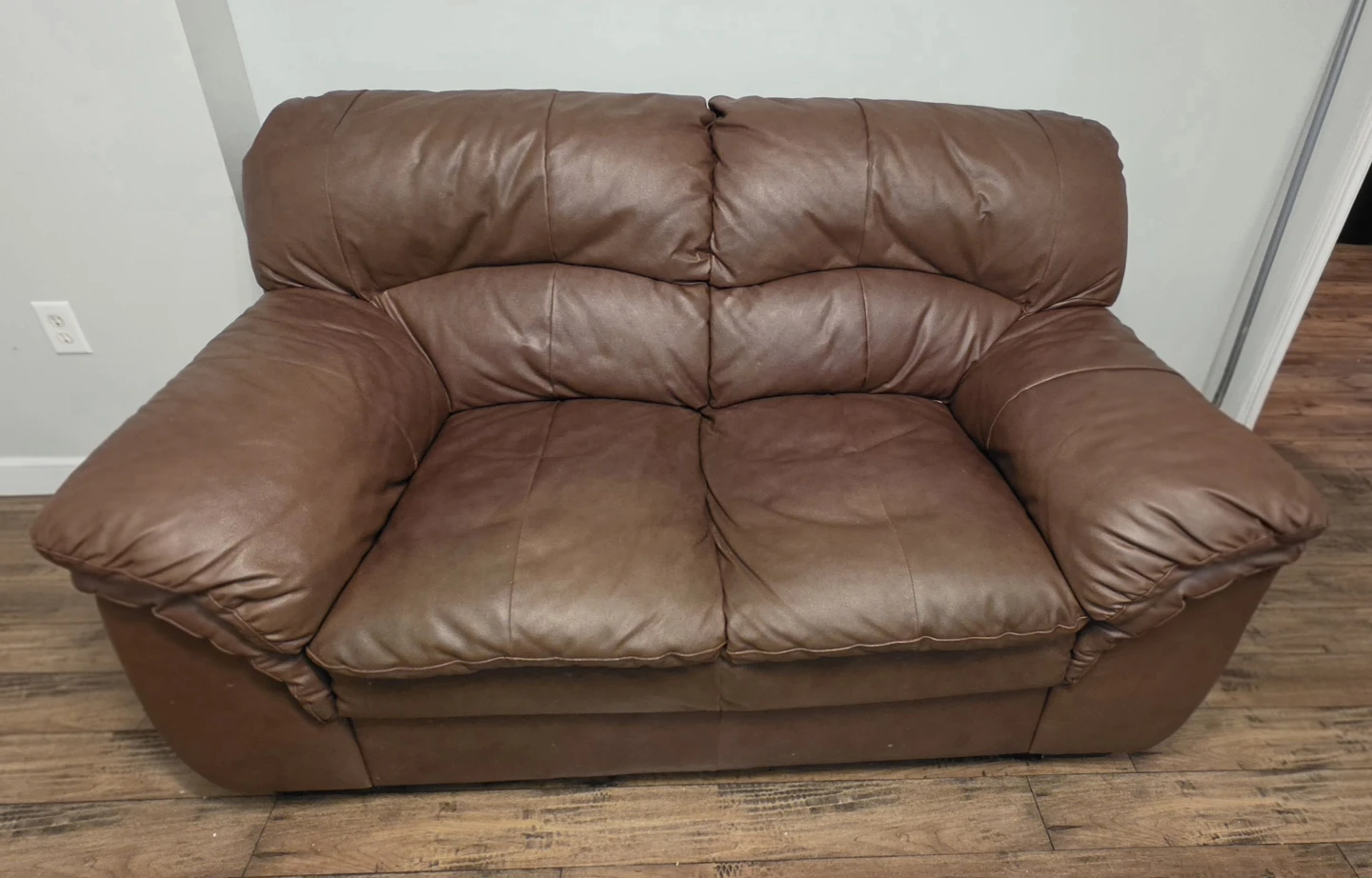 Brown Leather Loveseat Sofa