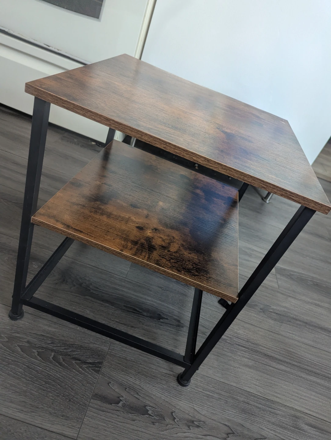 Rustic Wood and Black Fabric Nightstand / End Table - photo 2