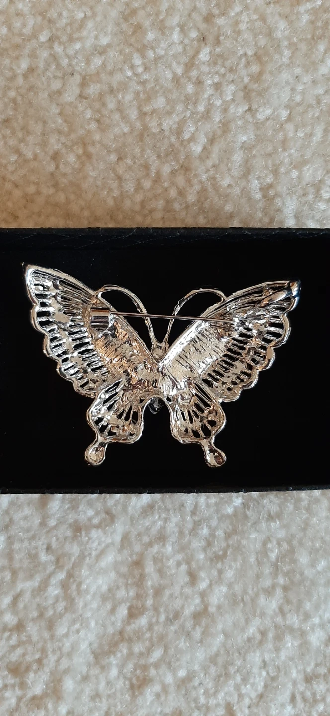 Silver Tone Butterfly Brooch with Rhinestones - photo 3