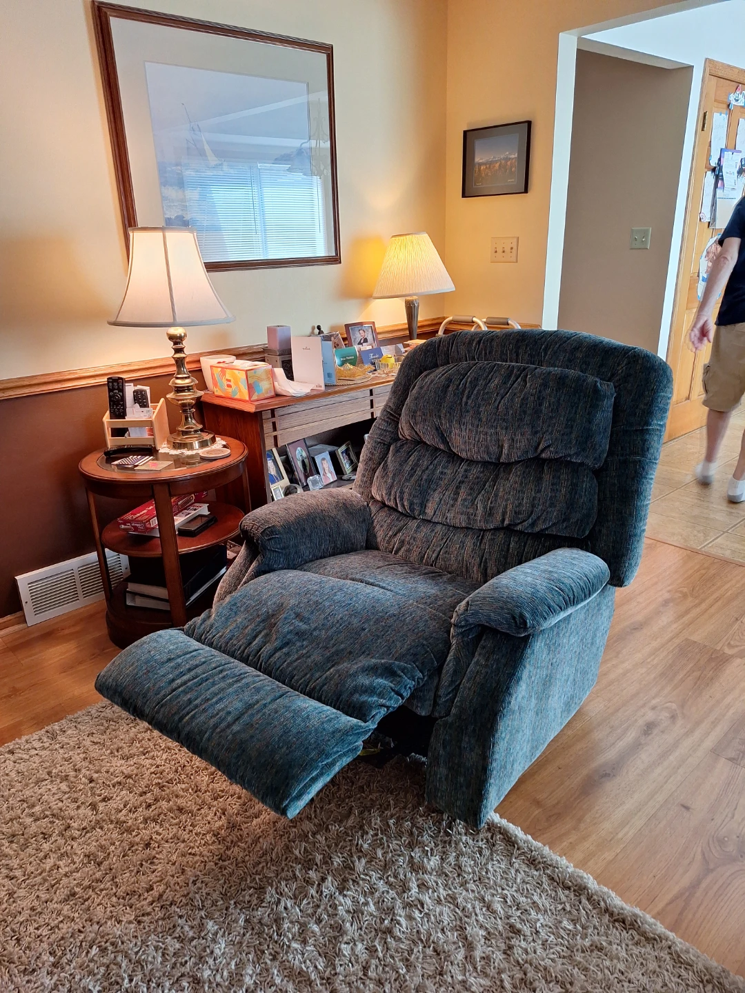 Aqua Colored Reclining Sofa and Chair - photo 2