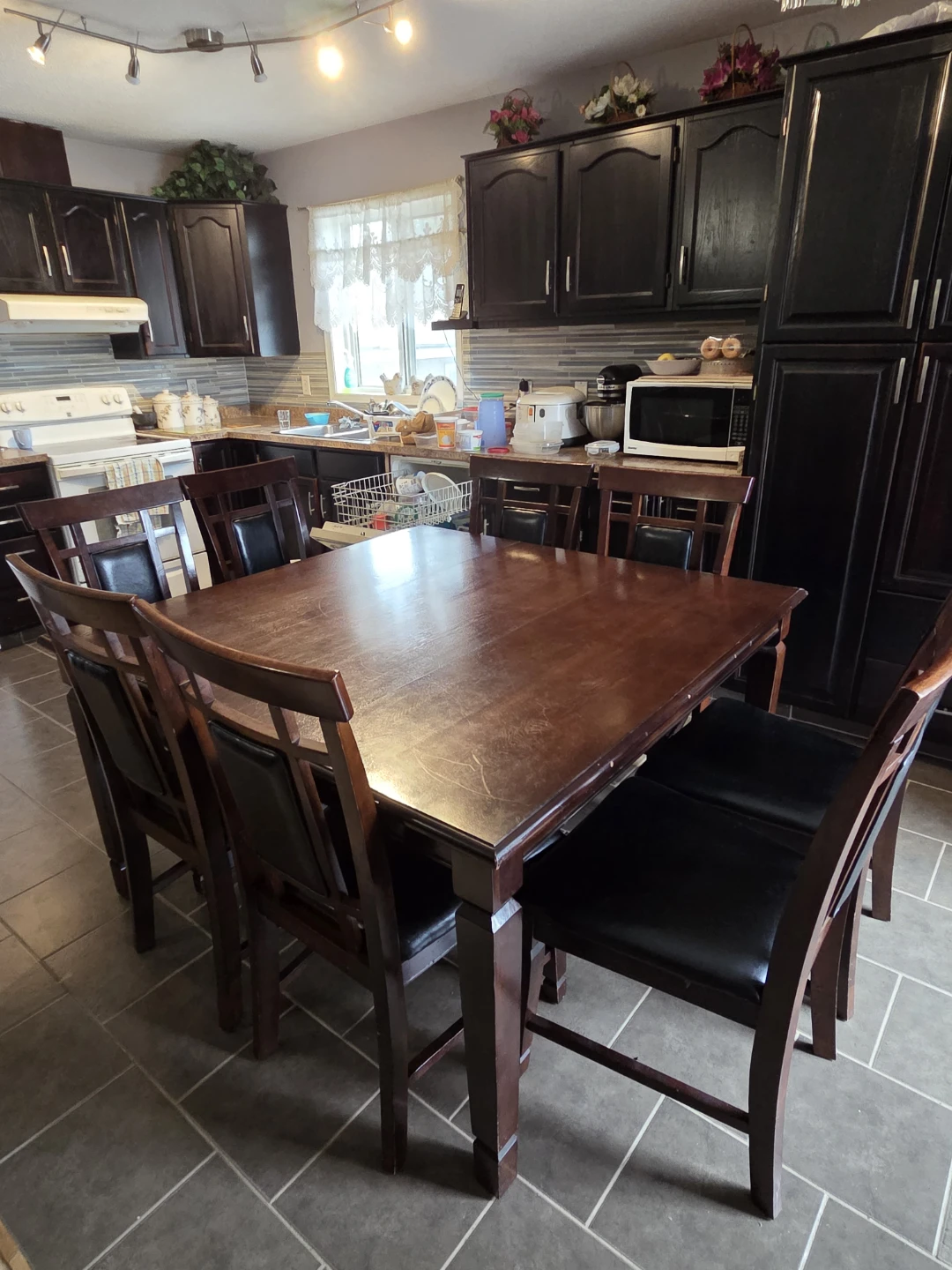 Wooden Dining Table with 8 Chairs