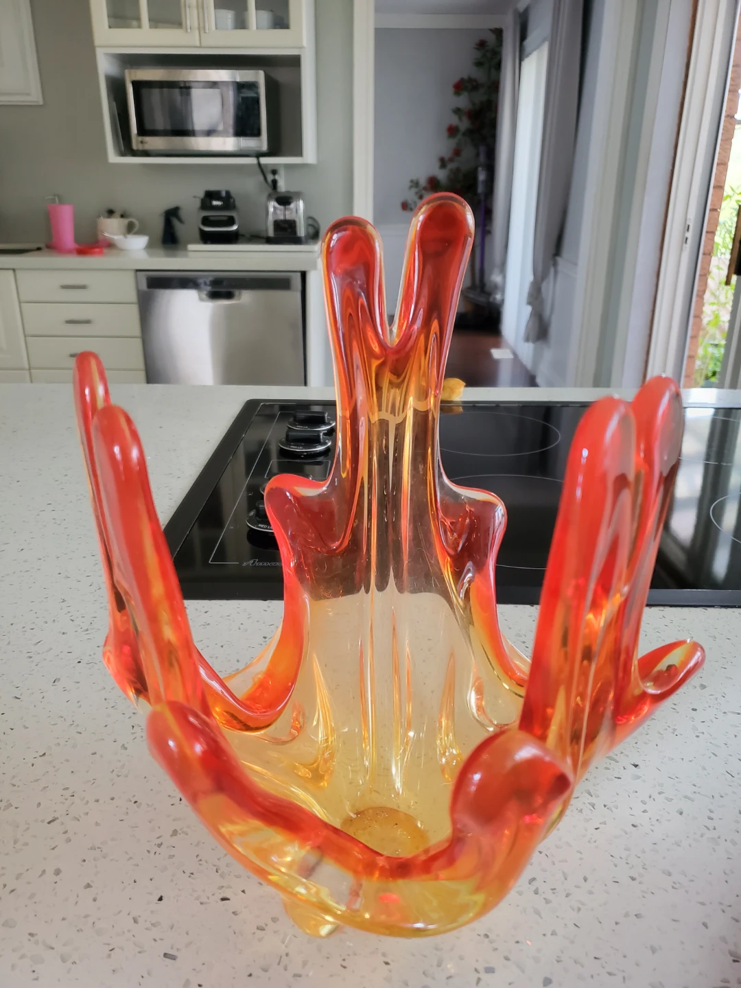 Blown Glass Art Vase - Red & Orange