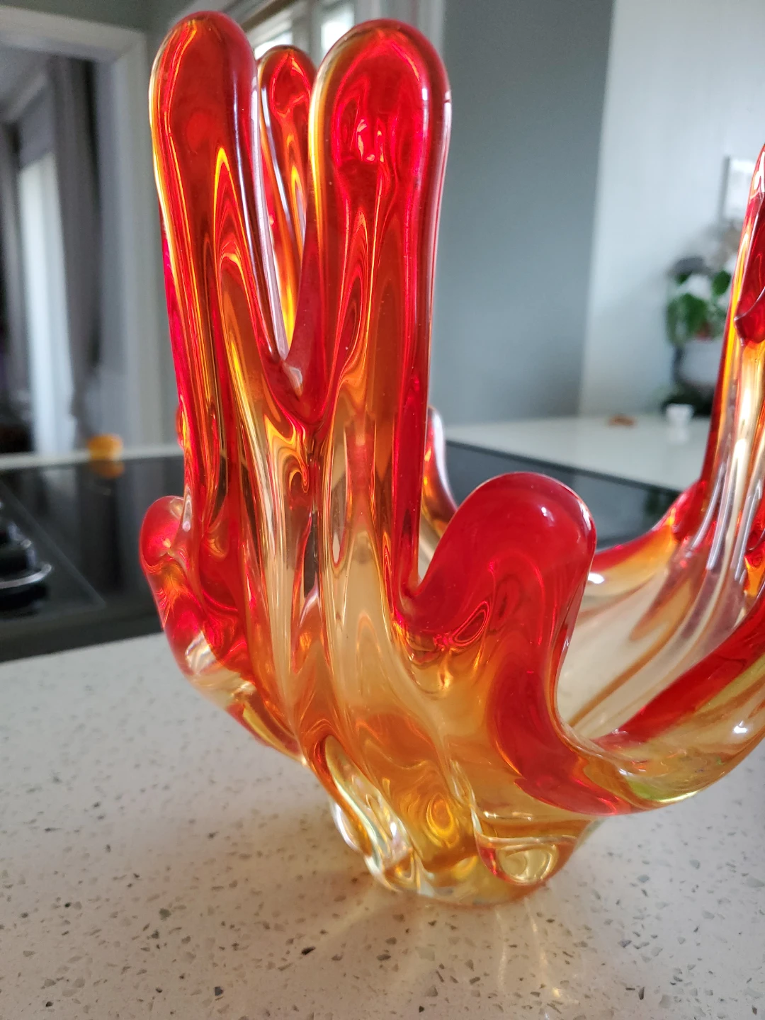 Blown Glass Art Vase - Red & Orange - photo 2