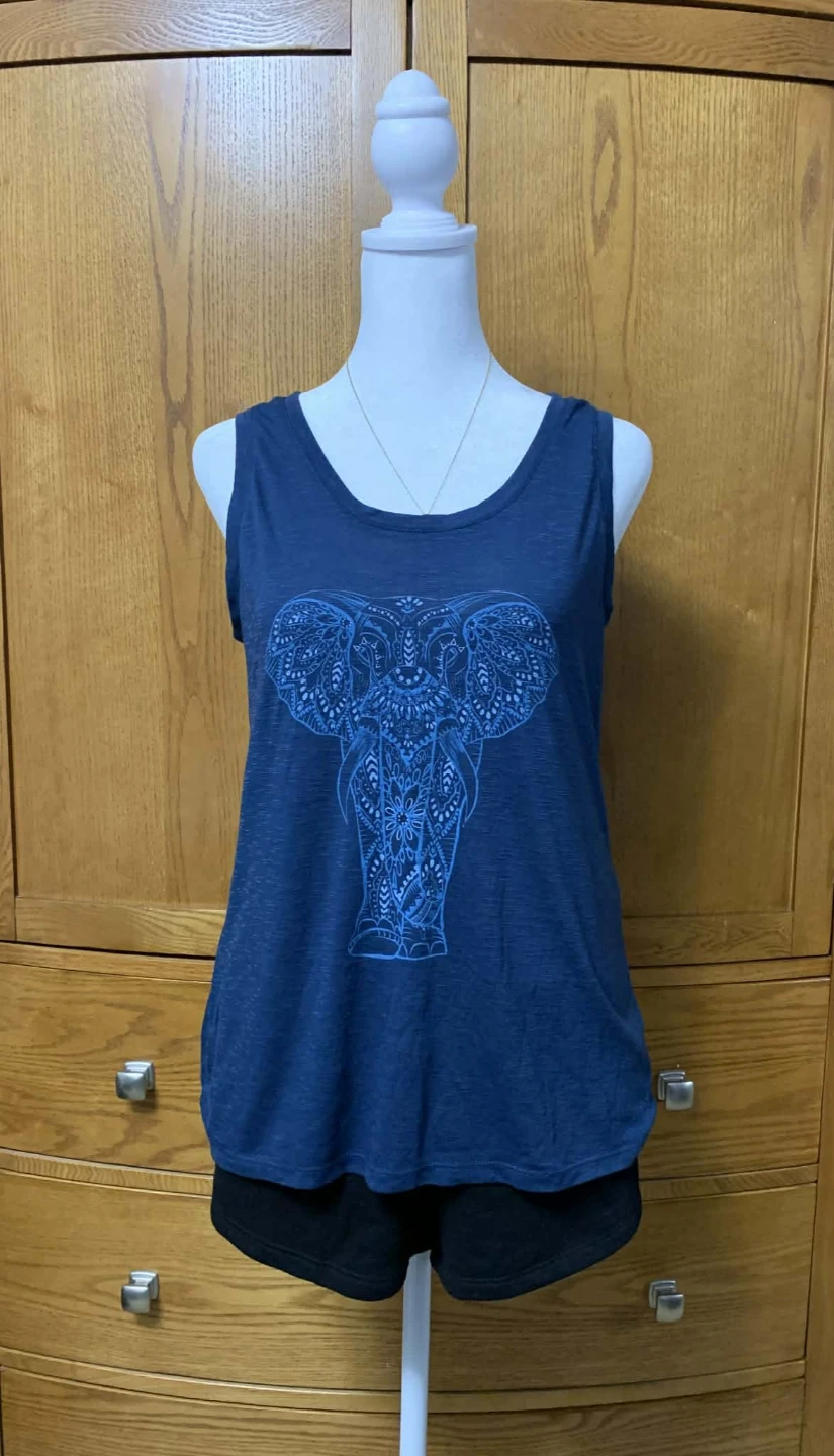 Gaiam Women's Blue Elephant Graphic Tank Top