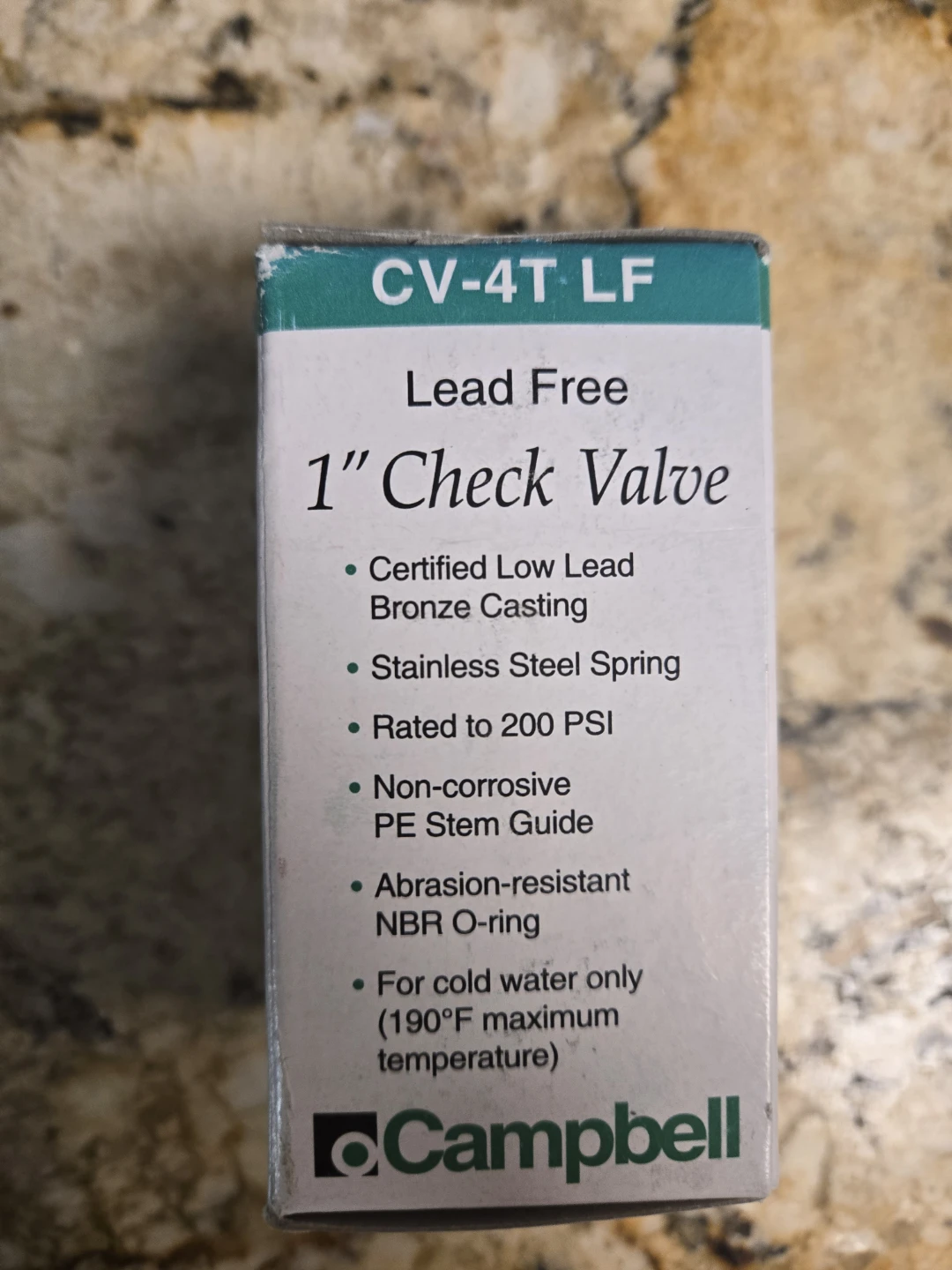 Campbell 1" Lead Free Check Valve CV-4T-LF