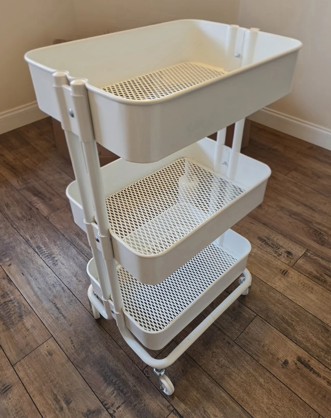 White 3-Tier Rolling Utility Cart