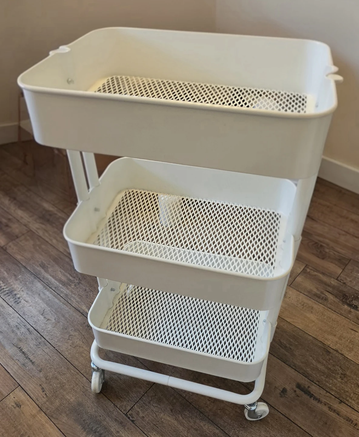 White 3-Tier Rolling Utility Cart - photo 2