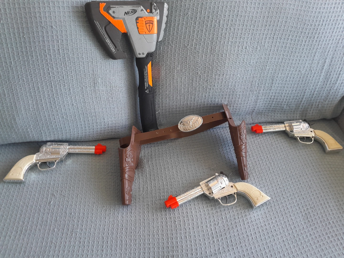 Wild West Toy Guns and Belt with Holsters, Nerf Axe