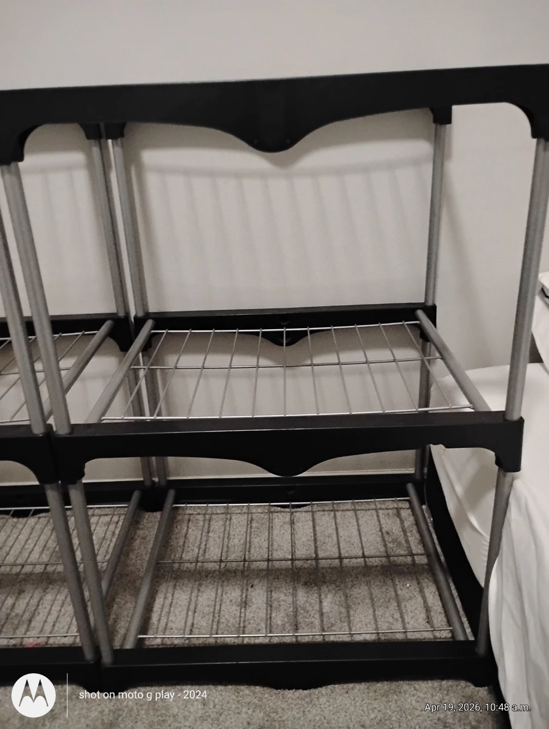Black 3-Tier Storage Shelf with Fabric Bins - photo 2