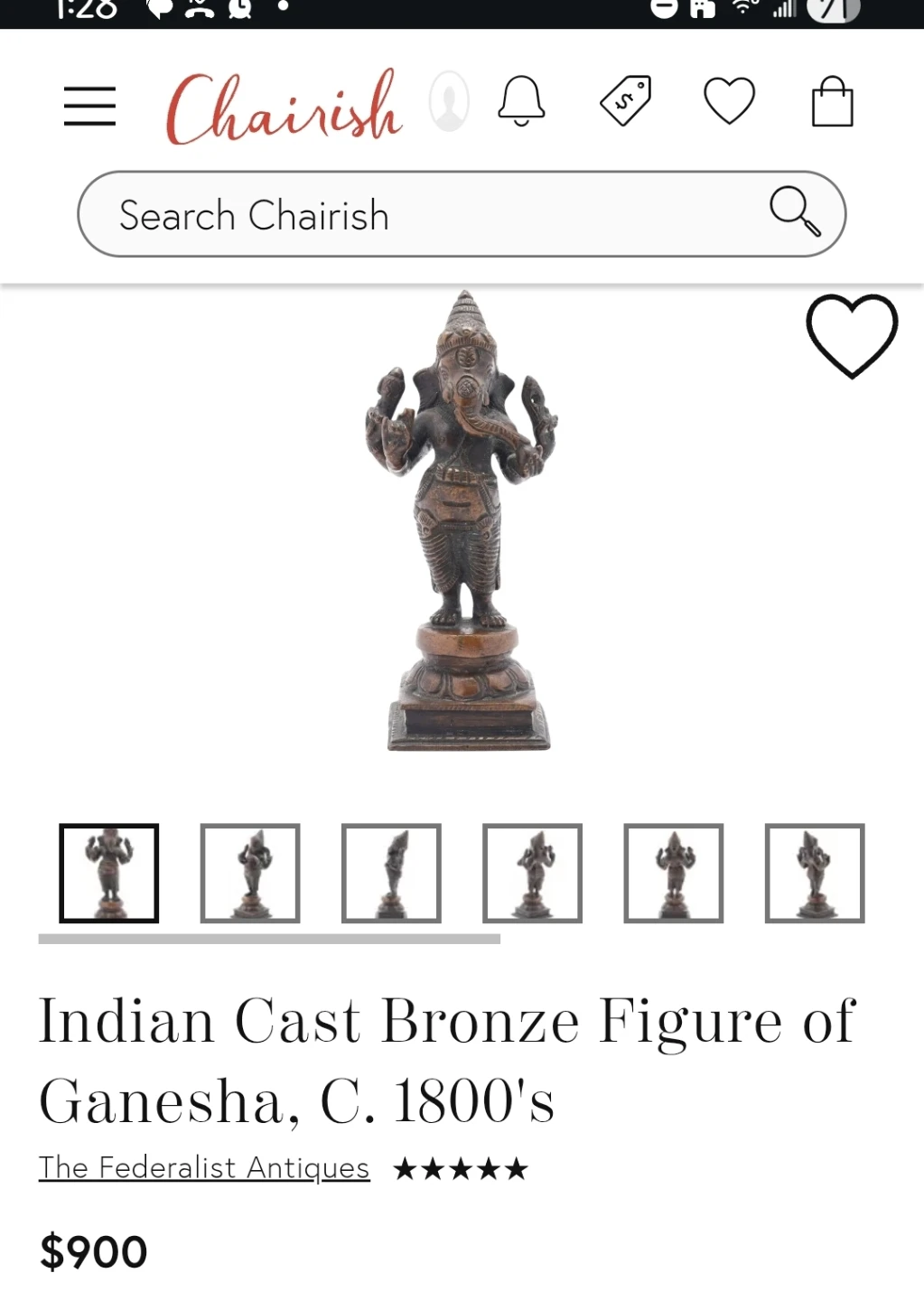 🌱Antique Indian Bronze Ganesha Figure - photo 4