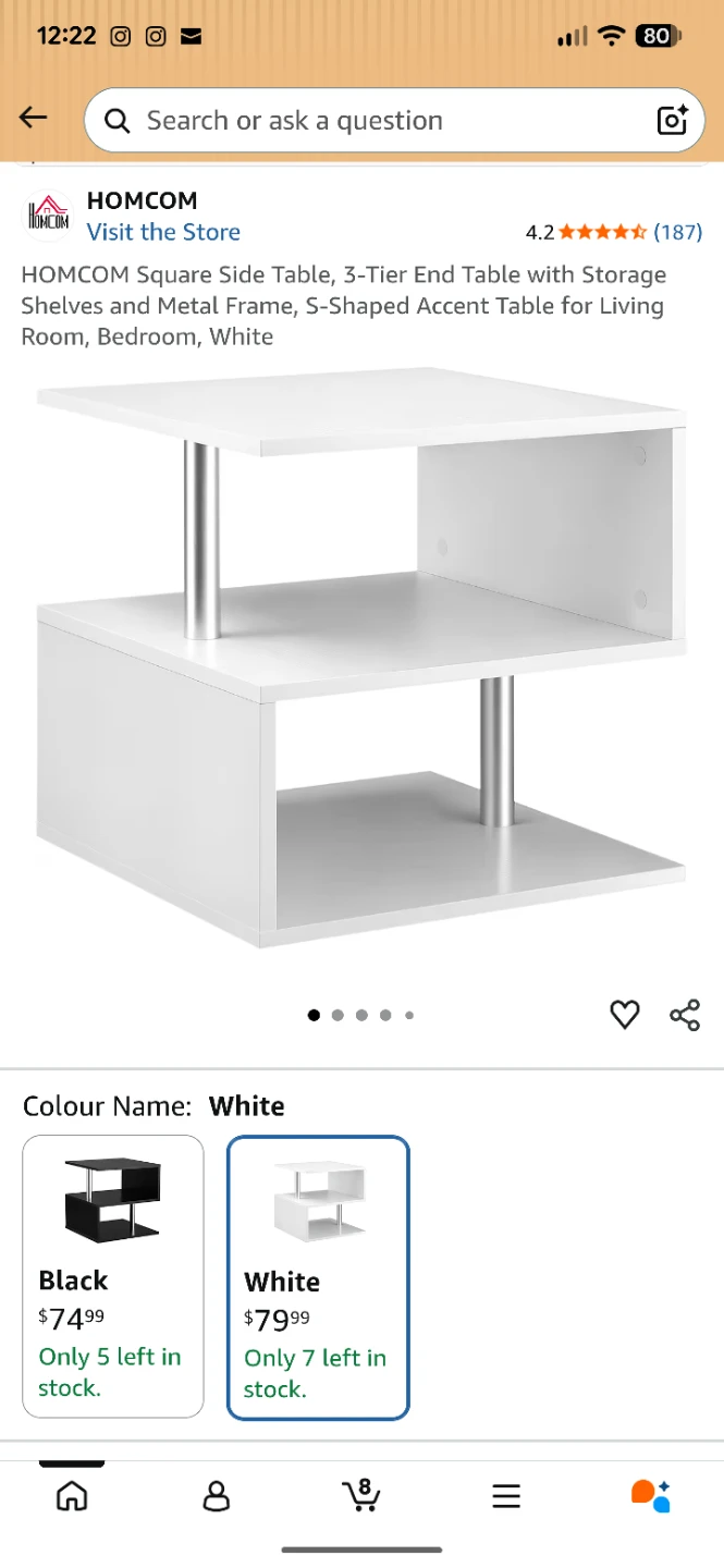 Square Side Table - White (X2) - photo 4