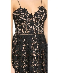 Black Lace Midi Dress with Nude Lining - photo 2