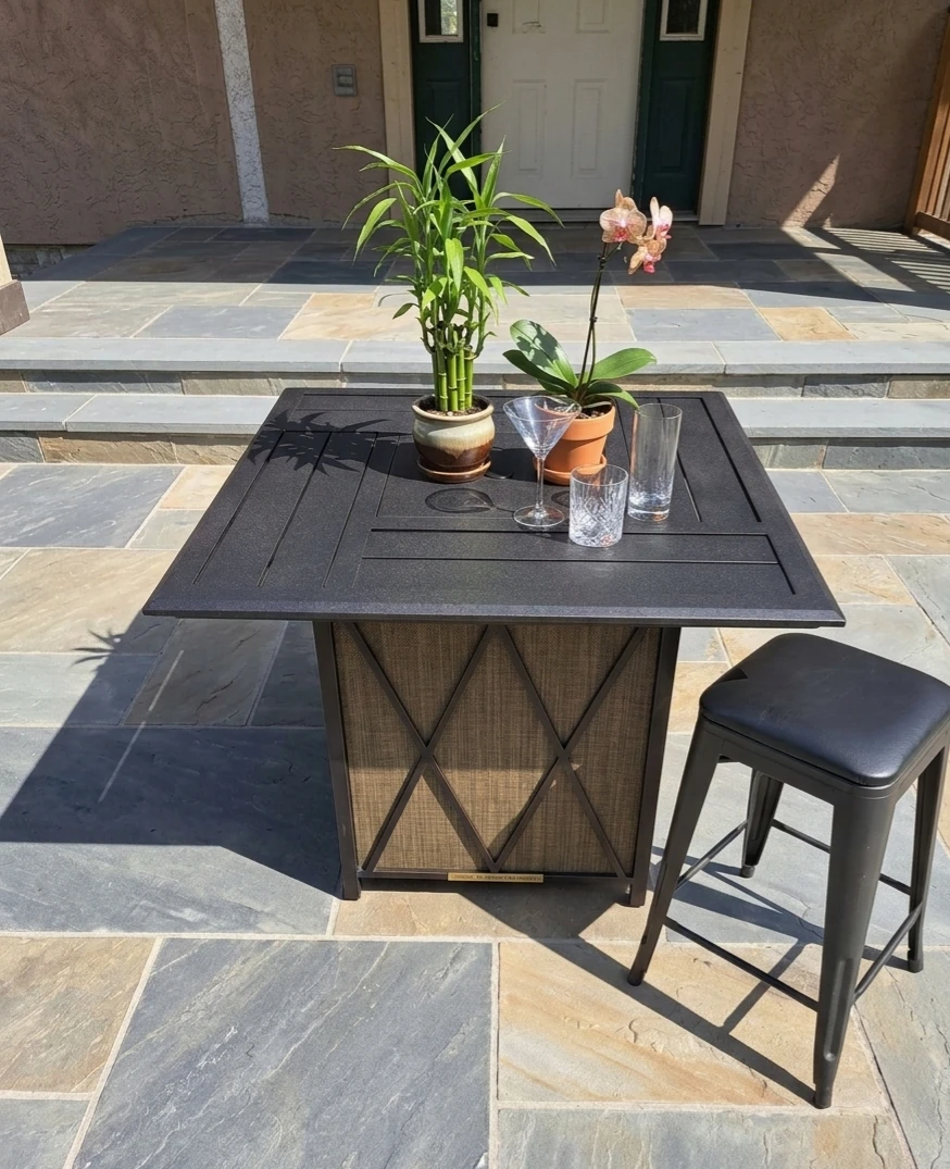 Square Outdoor Firepit Table with Propane Tank Storage