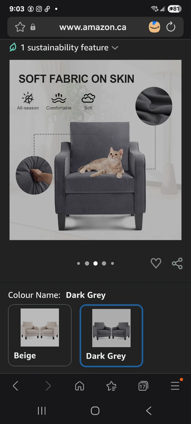 Zedachica Modern Accent Armchair - Dark Grey - photo 2