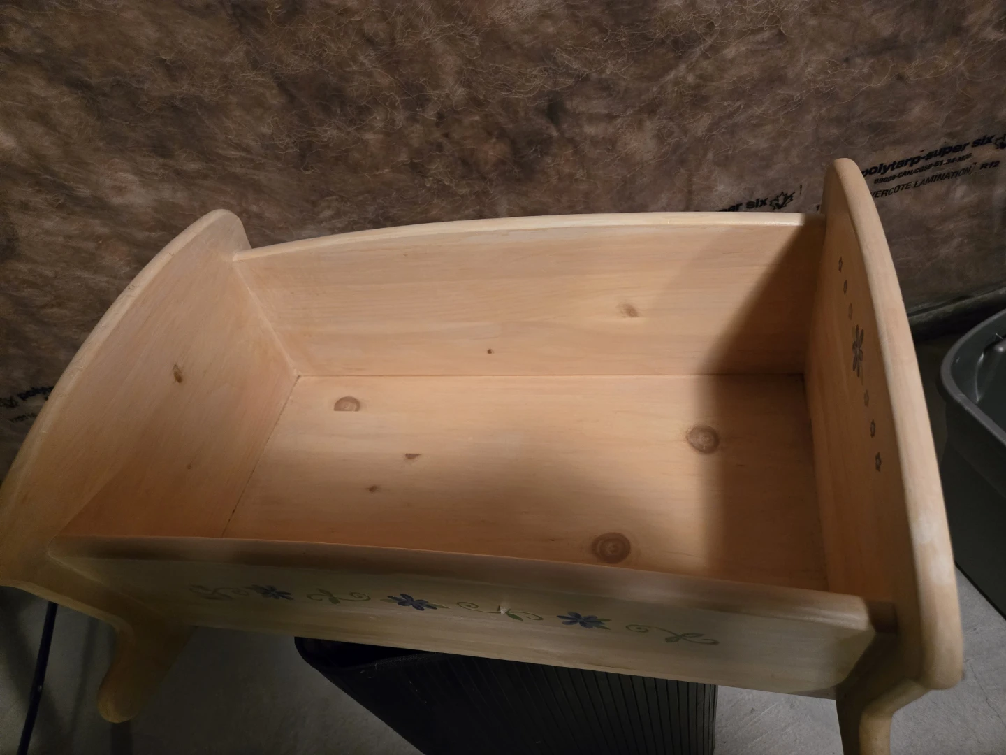 Wooden Doll Cradle with removable flower decals - photo 2