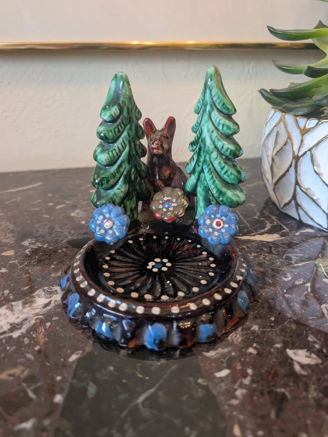 Vintage Folk Art Trinket Dish