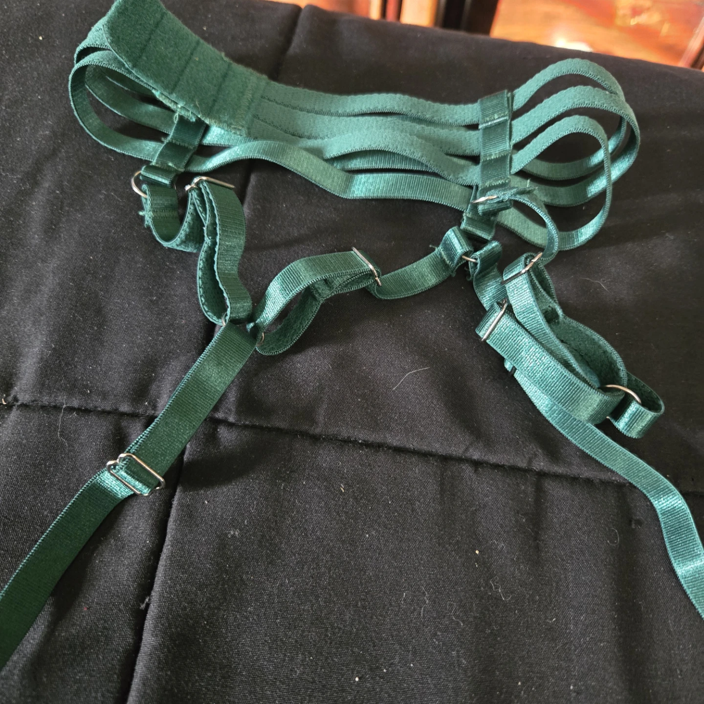 Green Lace Thong with Harness Straps - photo 3