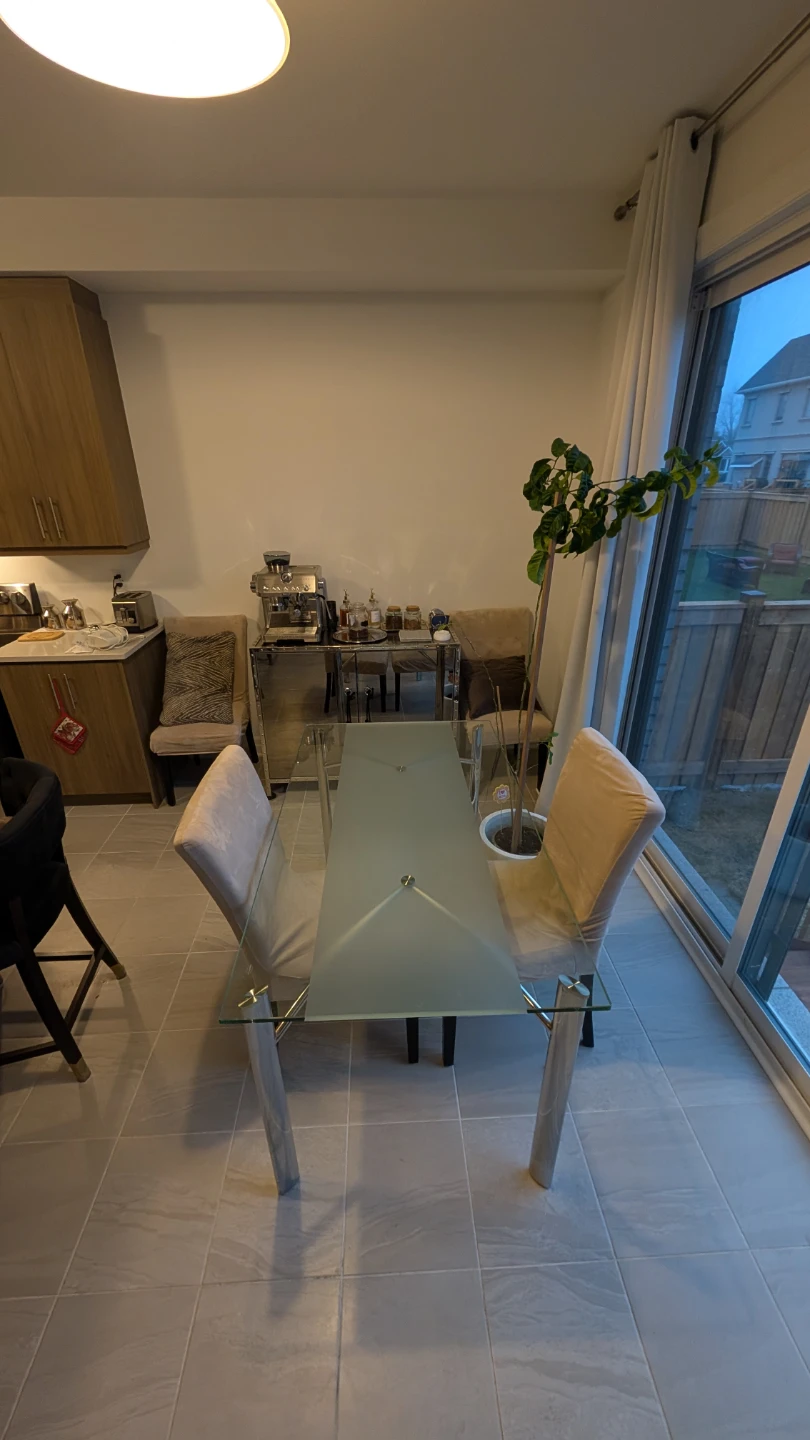 Glass Dining Table with Metal Frame