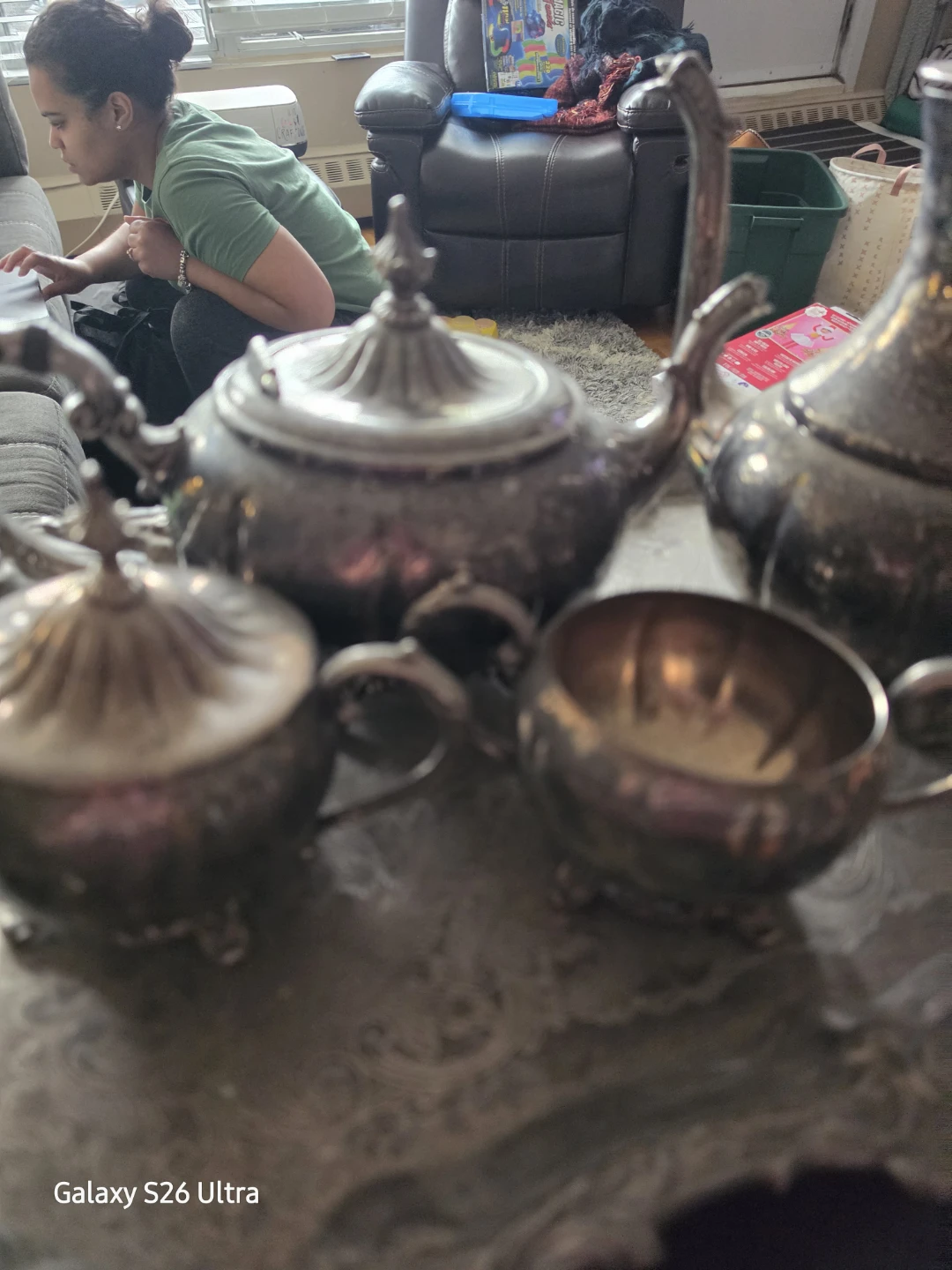 Vintage Silver Plated Tea Set and Goblets - photo 3