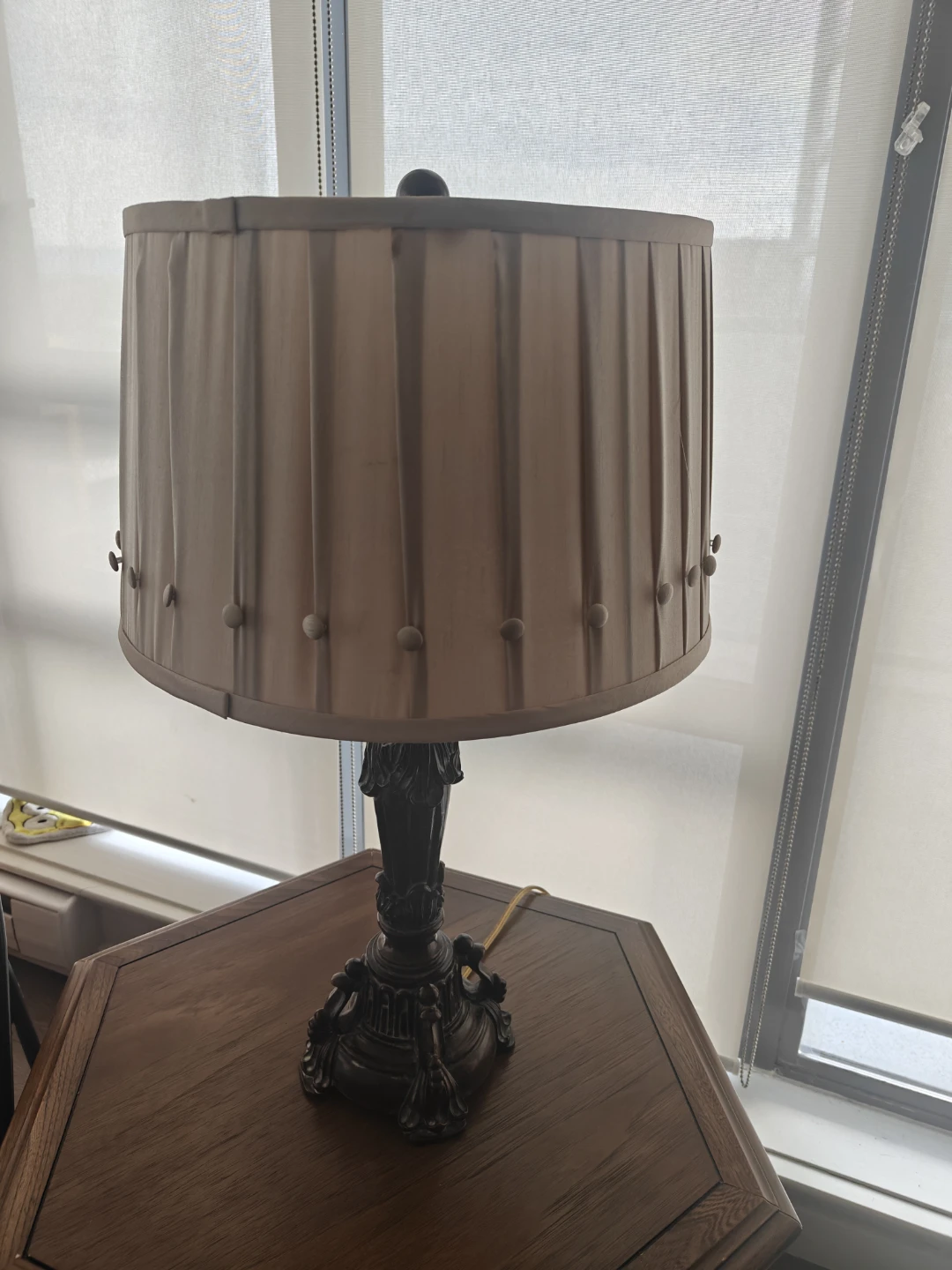 Vintage Table Lamp with Pleated Shade