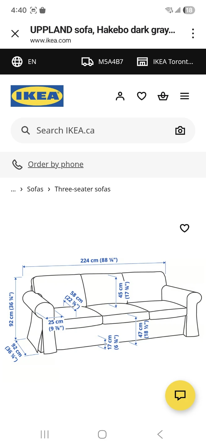 IKEA UPPPLAND 3-Seater Sofa - Hakebo Dark Grey - photo 4