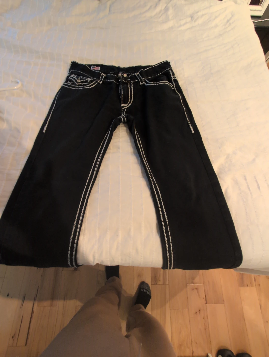 True Religion Black Jeans with White Stitching - photo 2