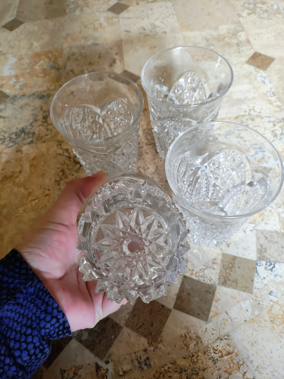 Set of 4 Vintage Cut Glass Tumblers