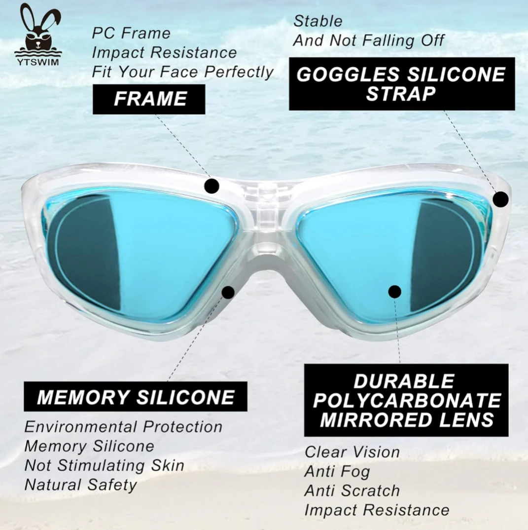 Wide Swimming Goggles Anti-Fog Swim Goggles - photo 3
