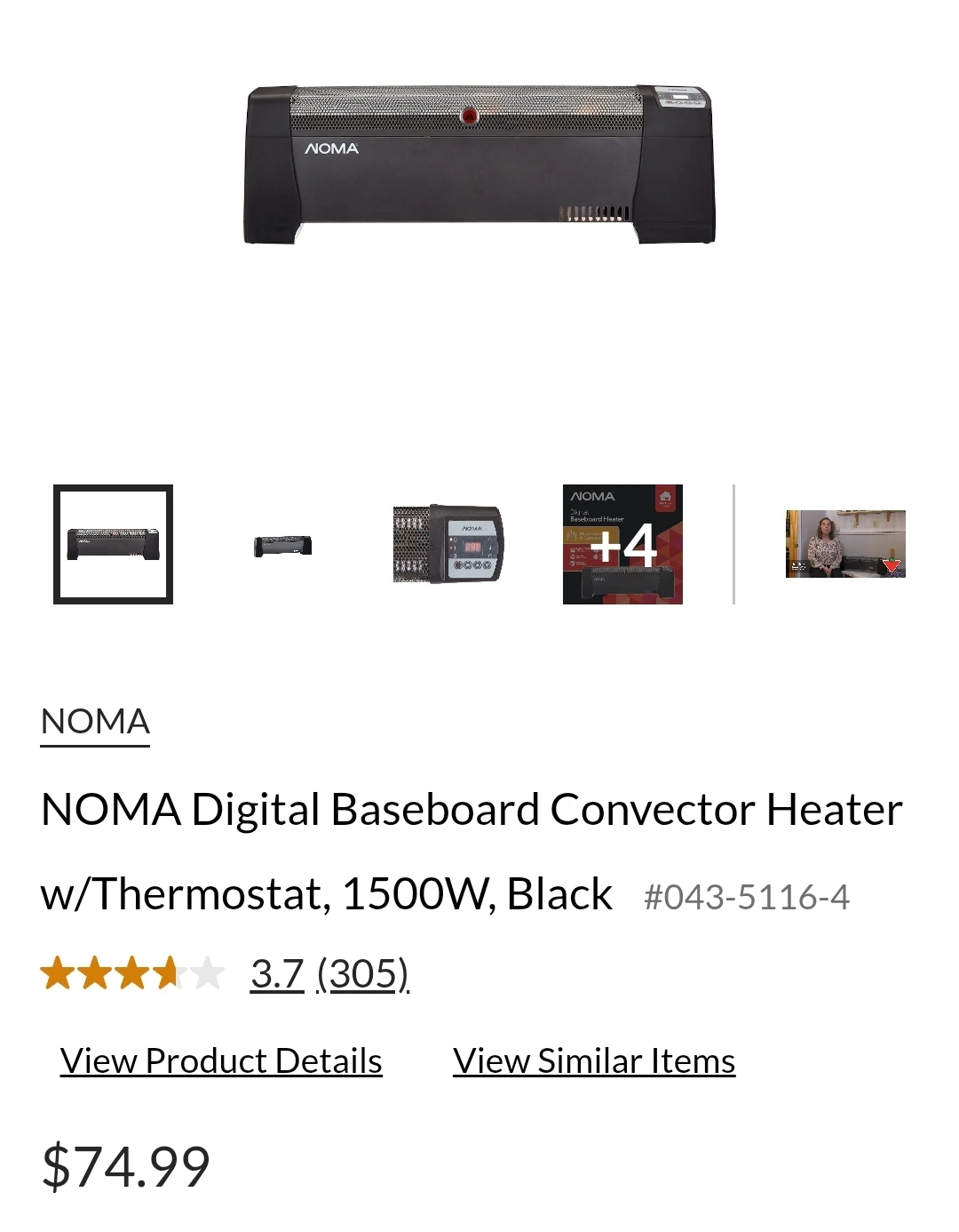 Noma Digital Baseboard Convector Heater - photo 3