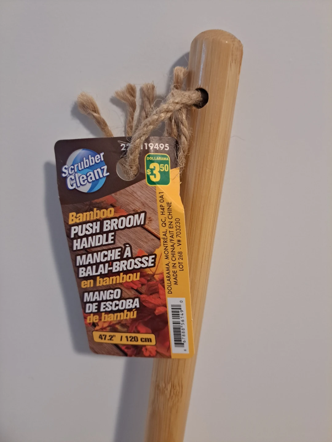 Scrubber Cleanz Bamboo Push Broom Handle 47.2" / 120 cm - photo 2