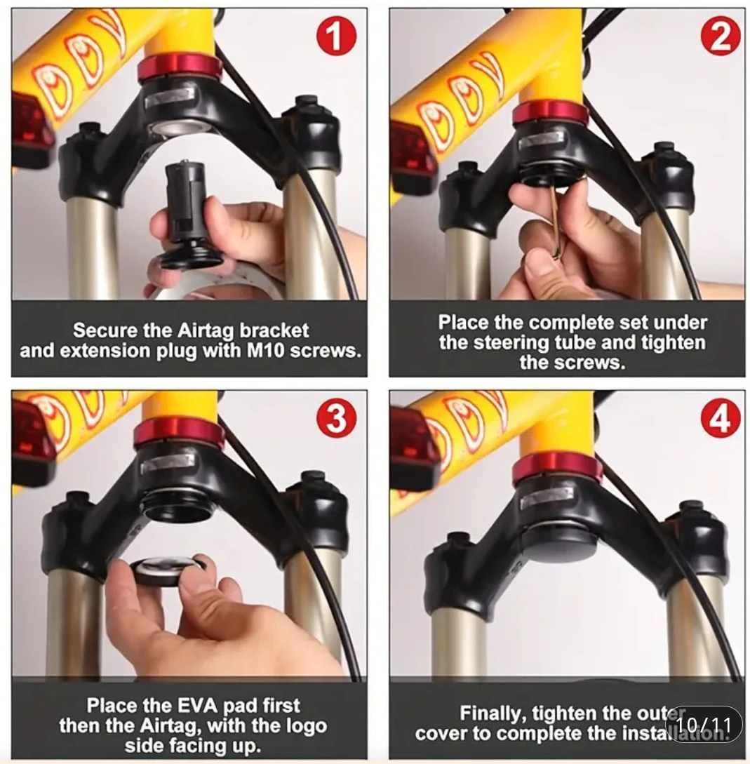 Bike AirTag Hidden Holder Fork Mount - photo 3