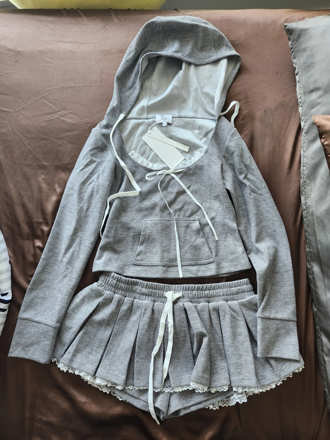 LSOUL Grey Hoodie and Skirt Set - XL