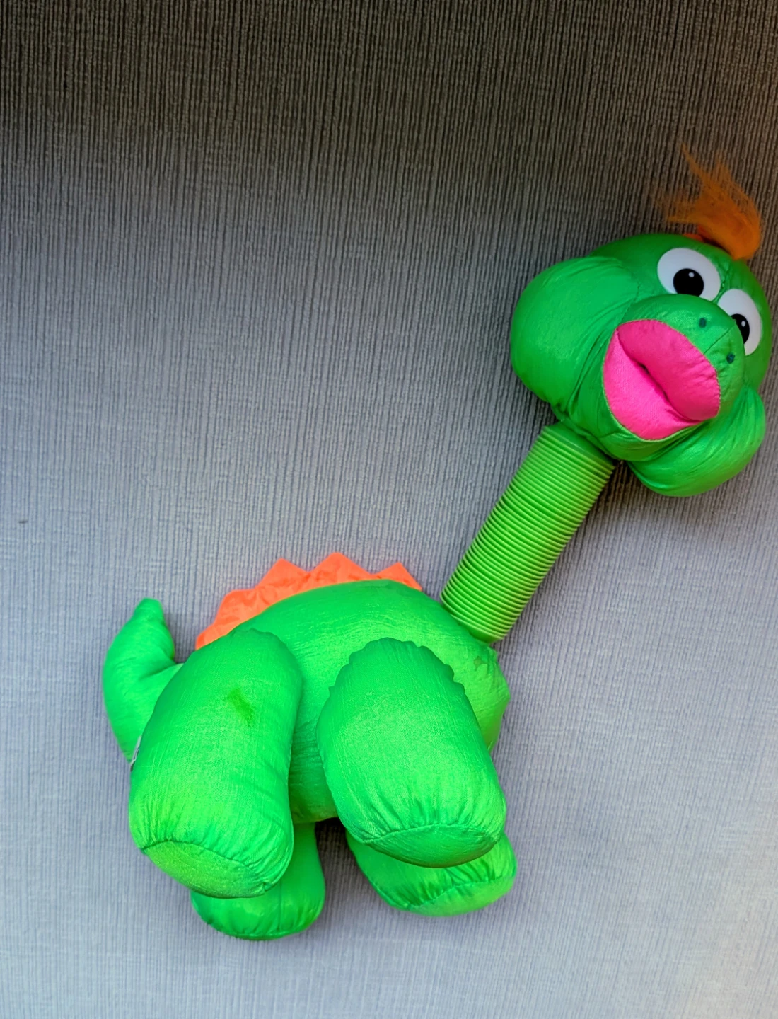 Green Plush Dinosaur Toy with Extendable Neck