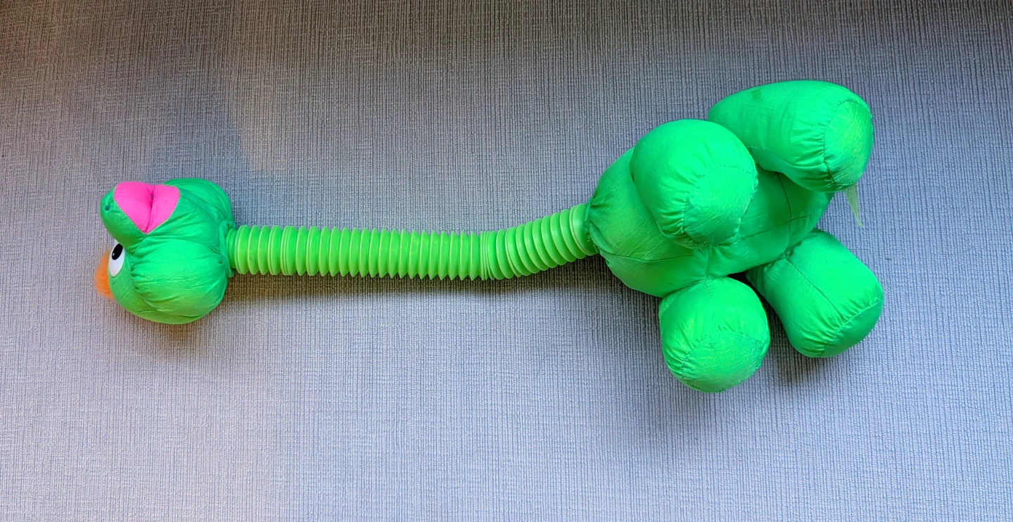Green Plush Dinosaur Toy with Extendable Neck - photo 2