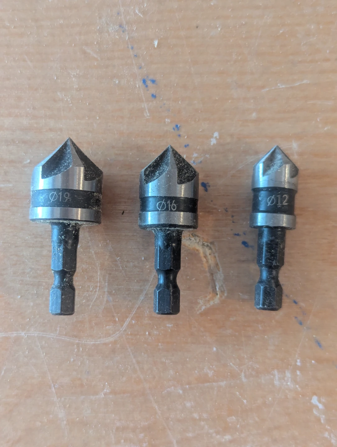 Carbon Steel 90 Degree Counterbore Drill Bits 3pc.
