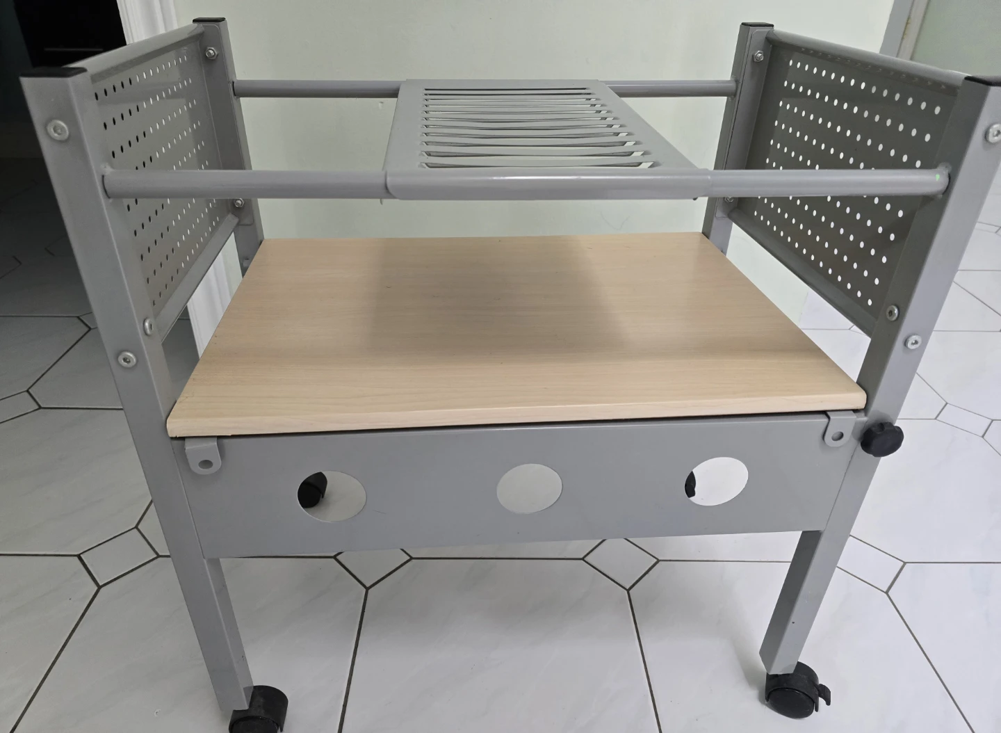 Ikea two-tier metal and wood rolling Cart