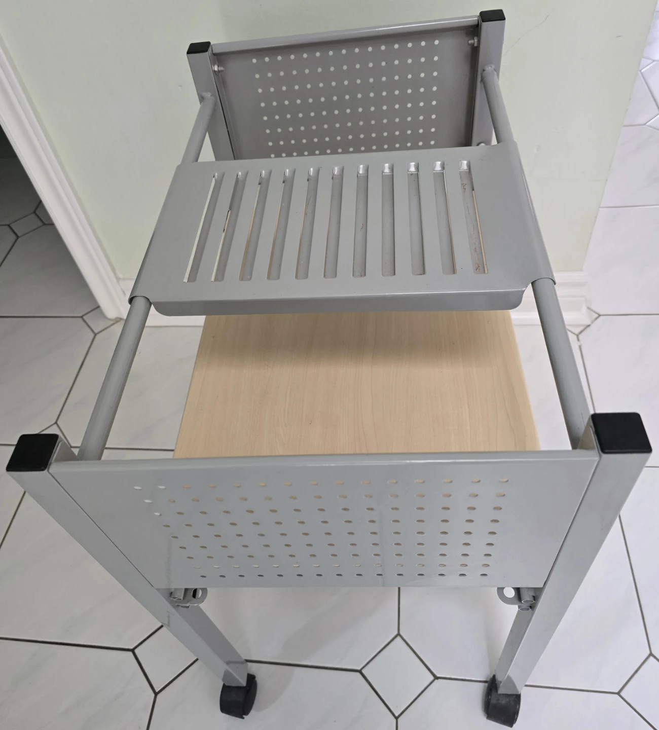 Ikea two-tier metal and wood rolling Cart - photo 2