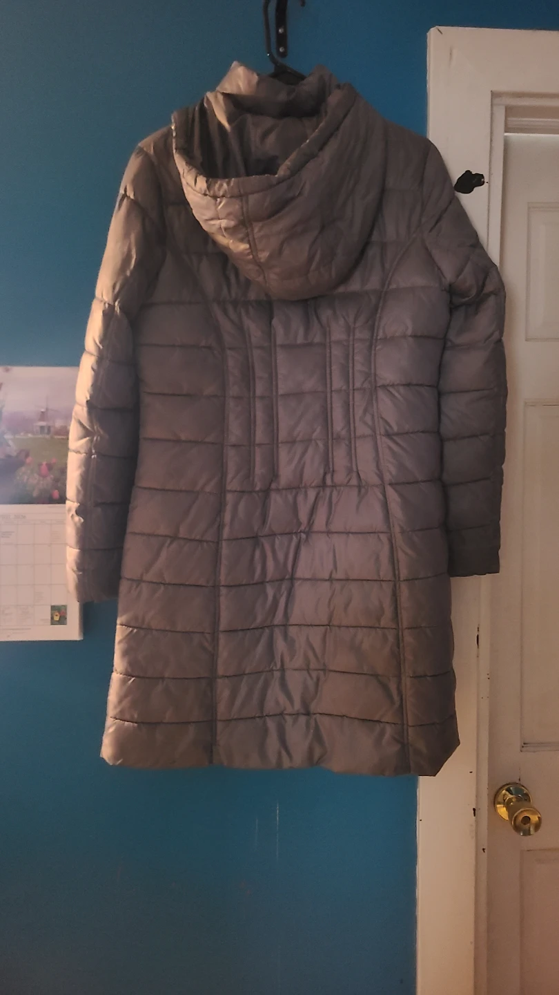 Gray Puffer Coat with Hood - photo 2