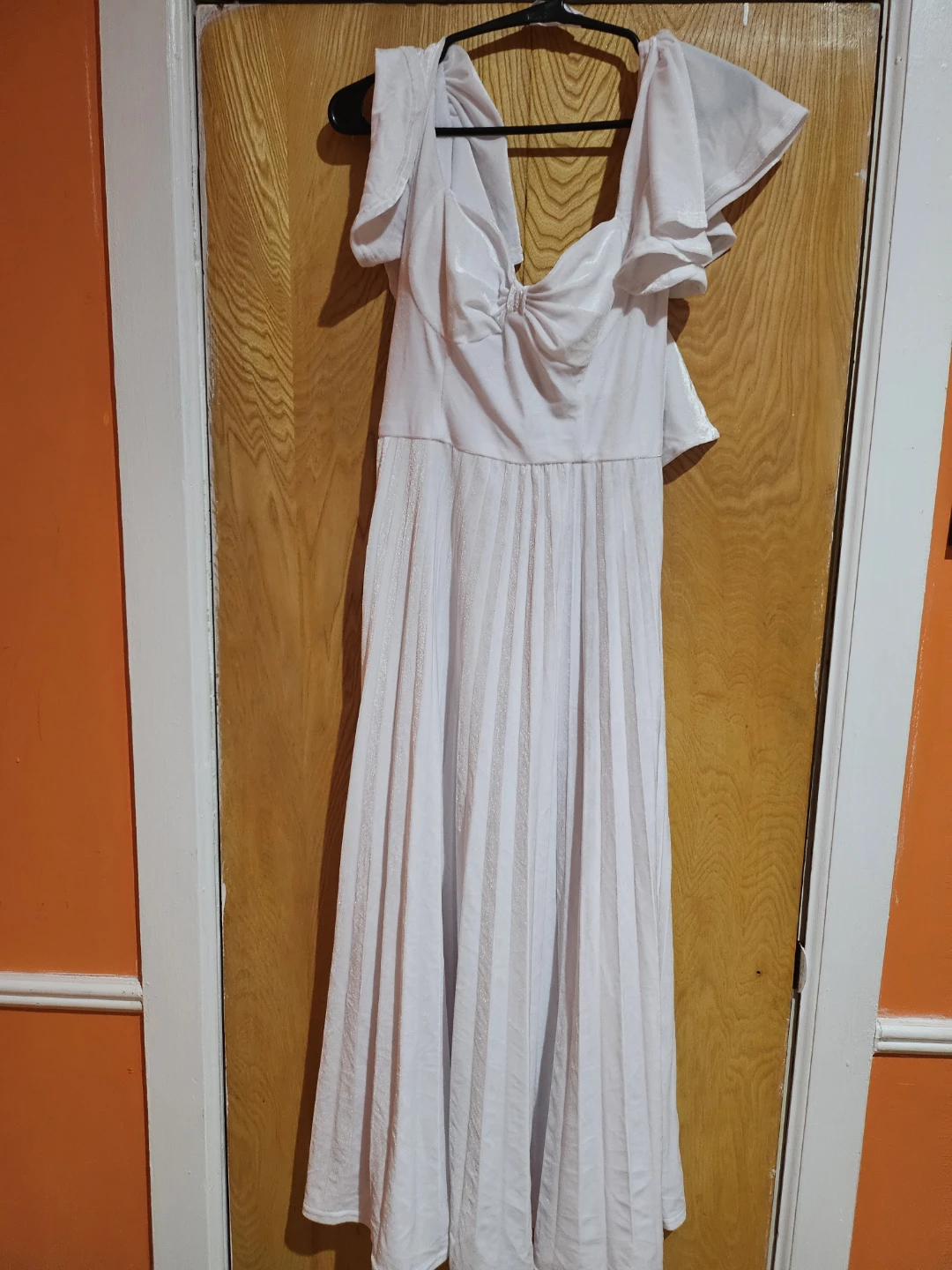 White Ruffle Off-Shoulder Maxi Dress