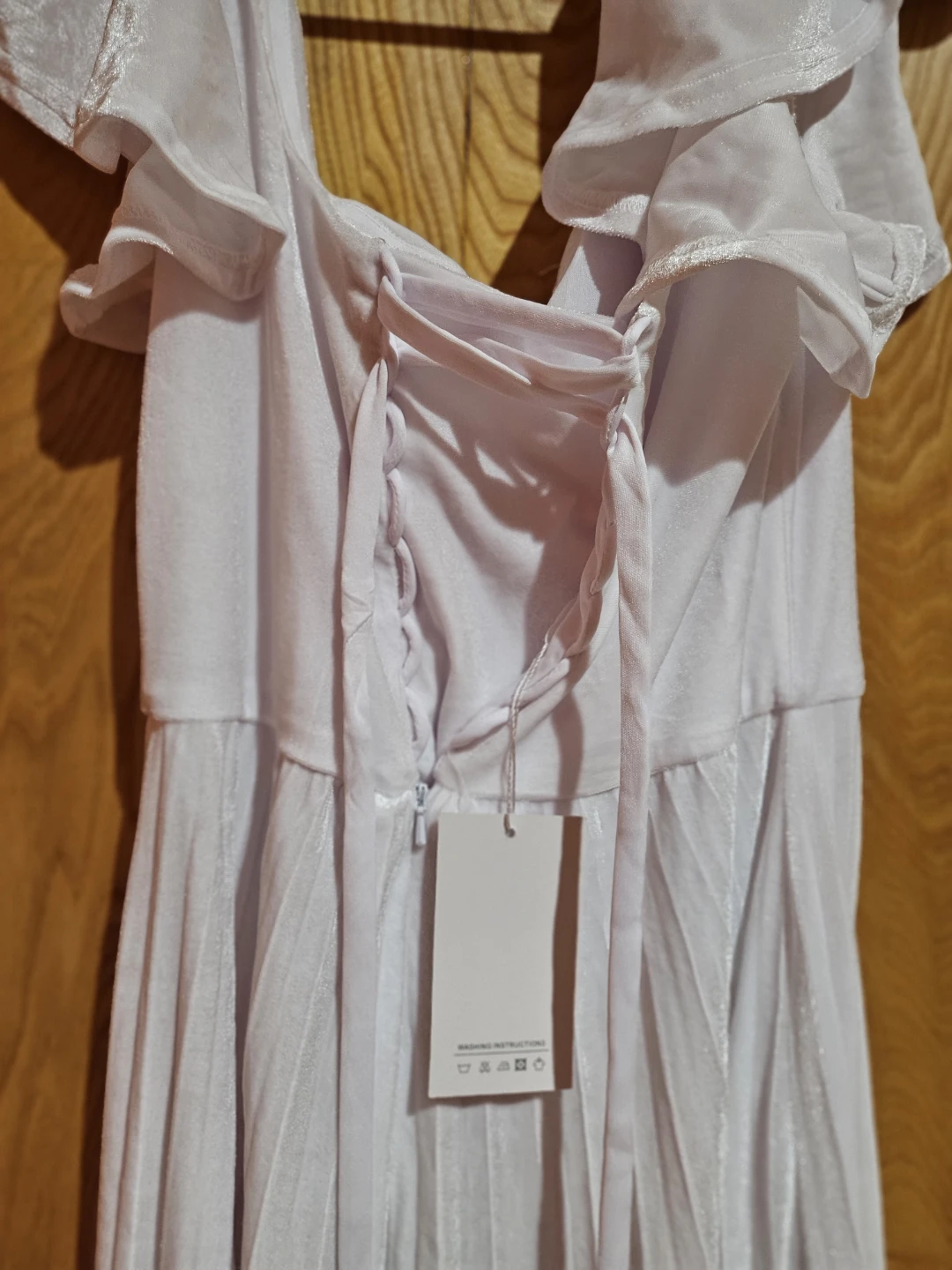White Ruffle Off-Shoulder Maxi Dress - photo 5