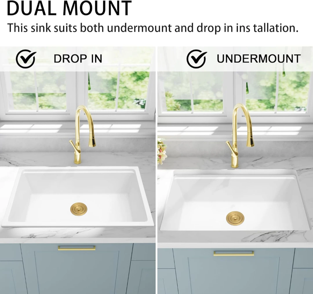 White Kitchen Sink with Accessories - photo 4