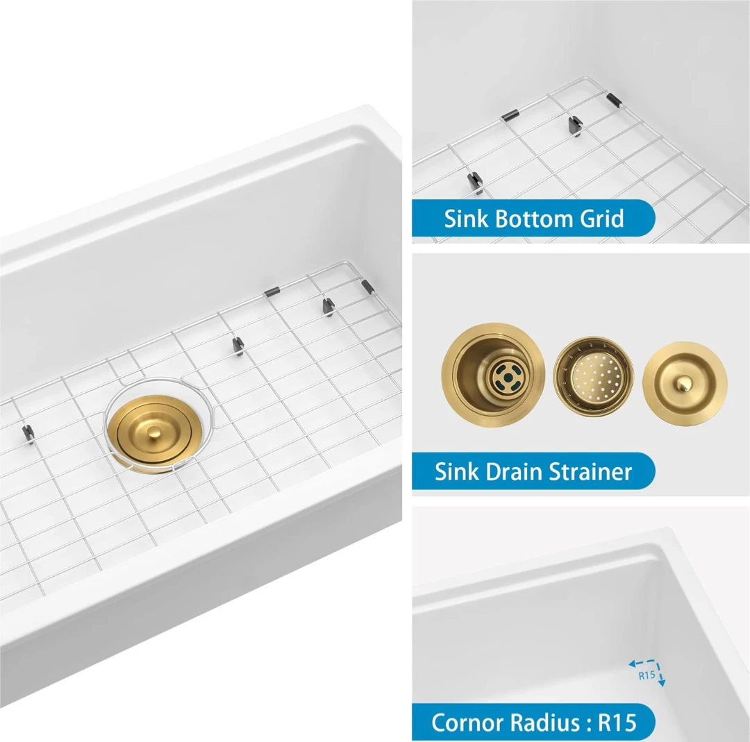 White Kitchen Sink with Accessories - photo 5