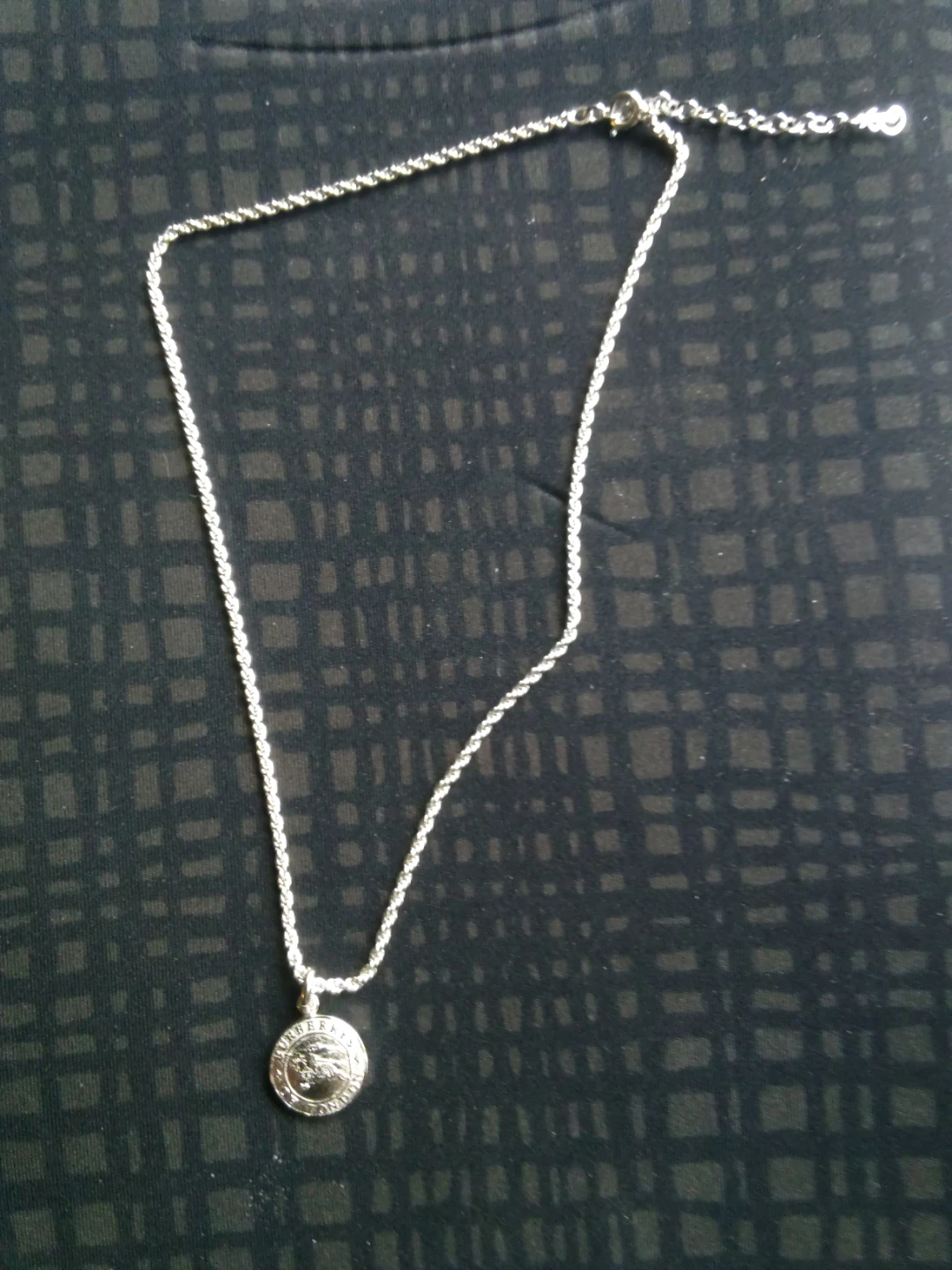 Burberry Silver Tone Pendant Necklace