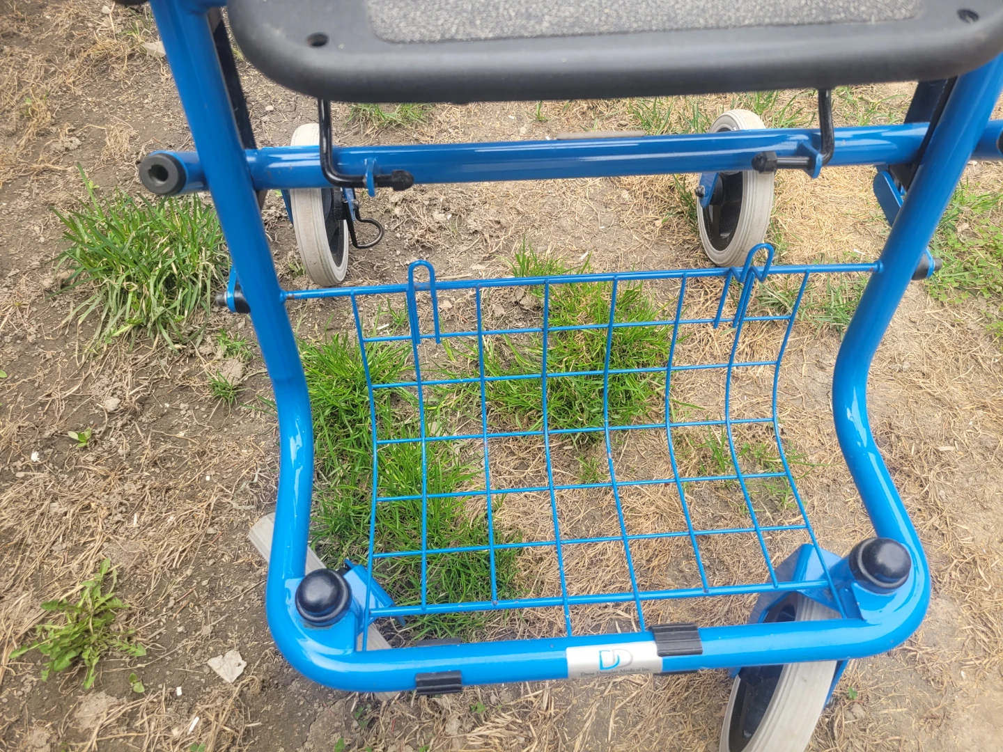 Blue Rollator 4 Wheel Walker Seat Basket - photo 2